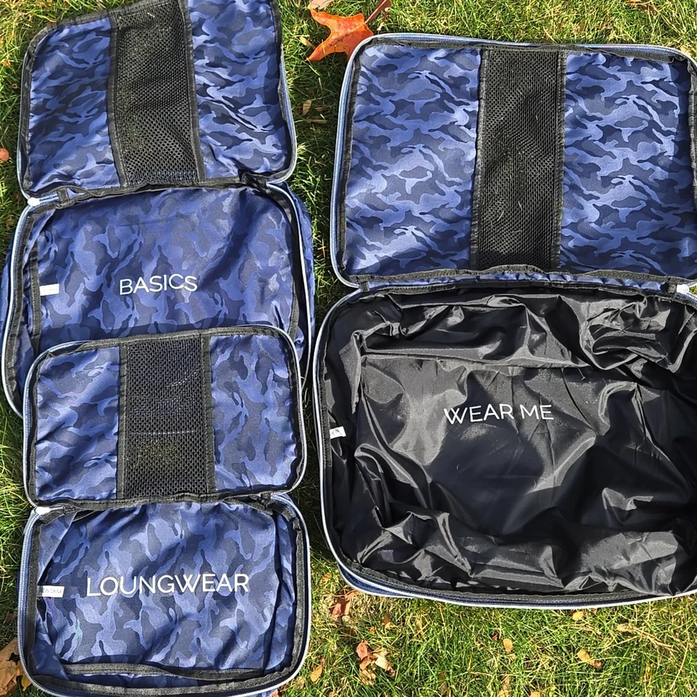 TRAVEL ▪︎ Organizers, 3 Travel Bags, Blue Camoflage, New